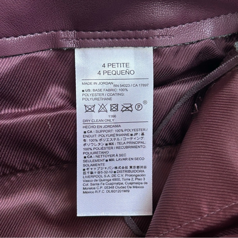 Banana Republic NWT Wide-Leg Ultra High-Rise Vegan Leather Pant Burgundy 4P - Picture 8 of 12